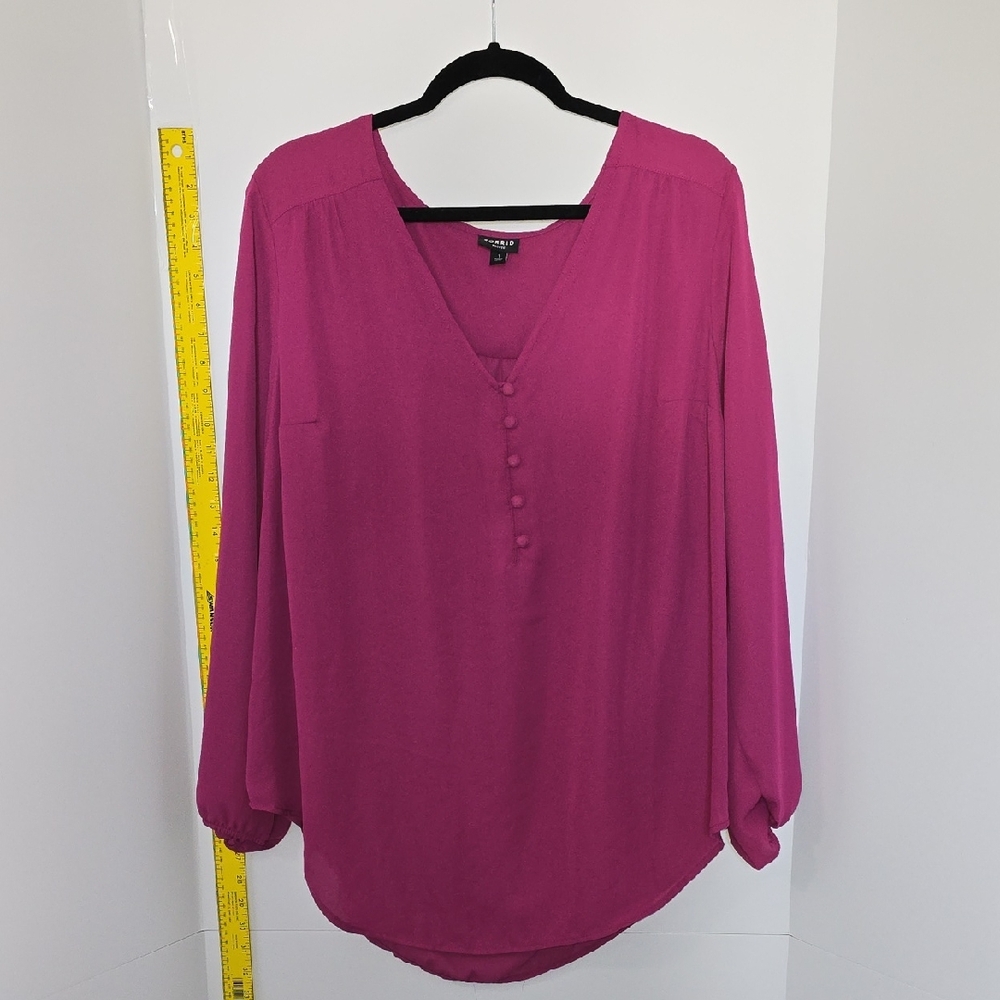 Torrid Size 16 Fuchsia Button-Front Blouse